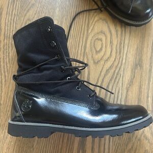 Timberland Juniors Folddown Black Shine Boots size eu 39